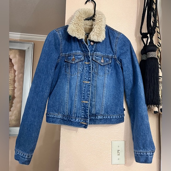 Abercrombie & Fitch Jean Fur Jacket - Picture 1 of 3